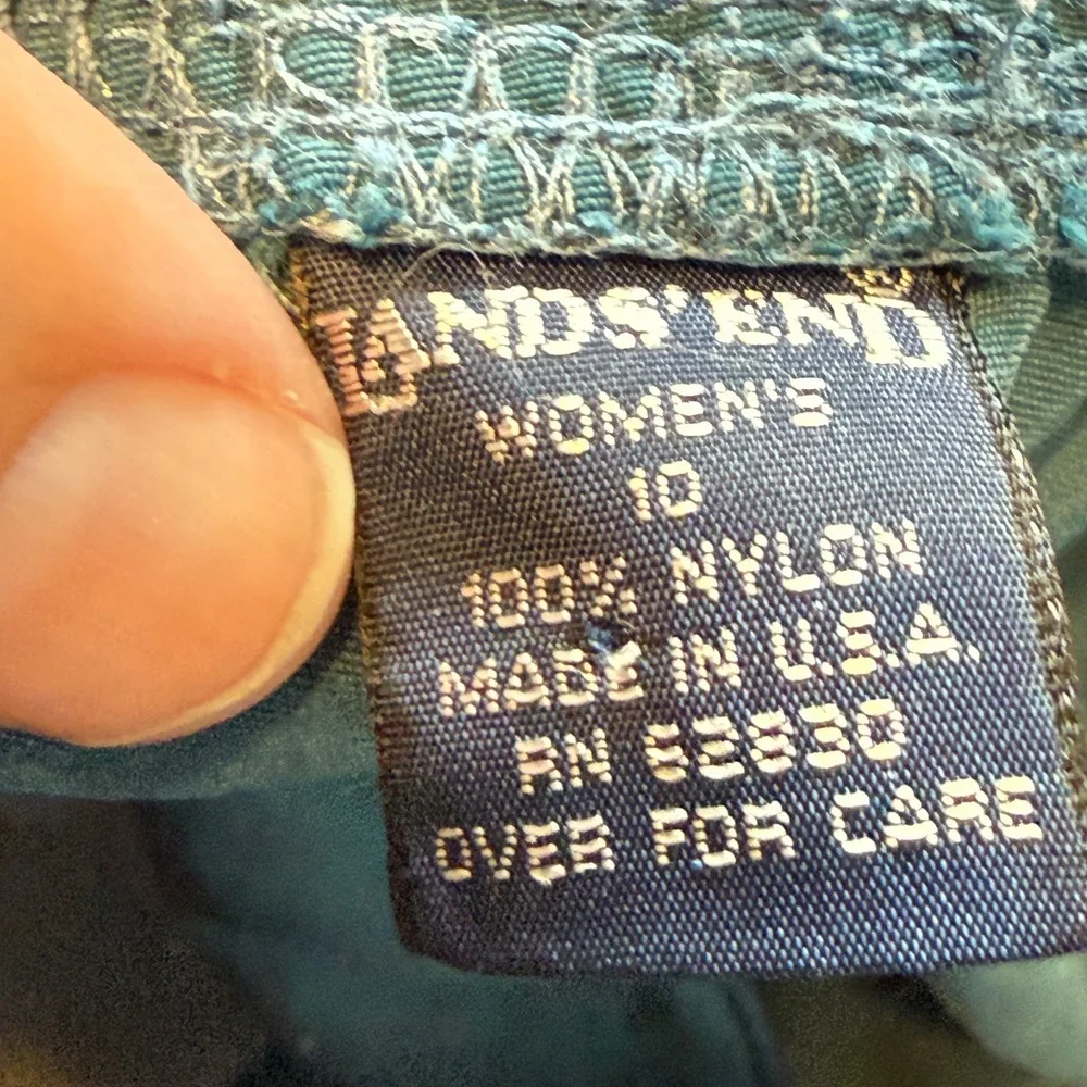 Lands' End Nylon Hiking Pants Women 10 Teal Elastic Waist Made in USA Outdoorsy - Picture 6 of 11